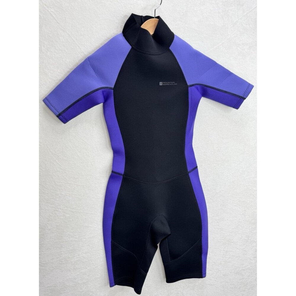 Mountain Warehouse Women's Size 4-6 Black Purple Colorblock Shorty Wetsuit NWT